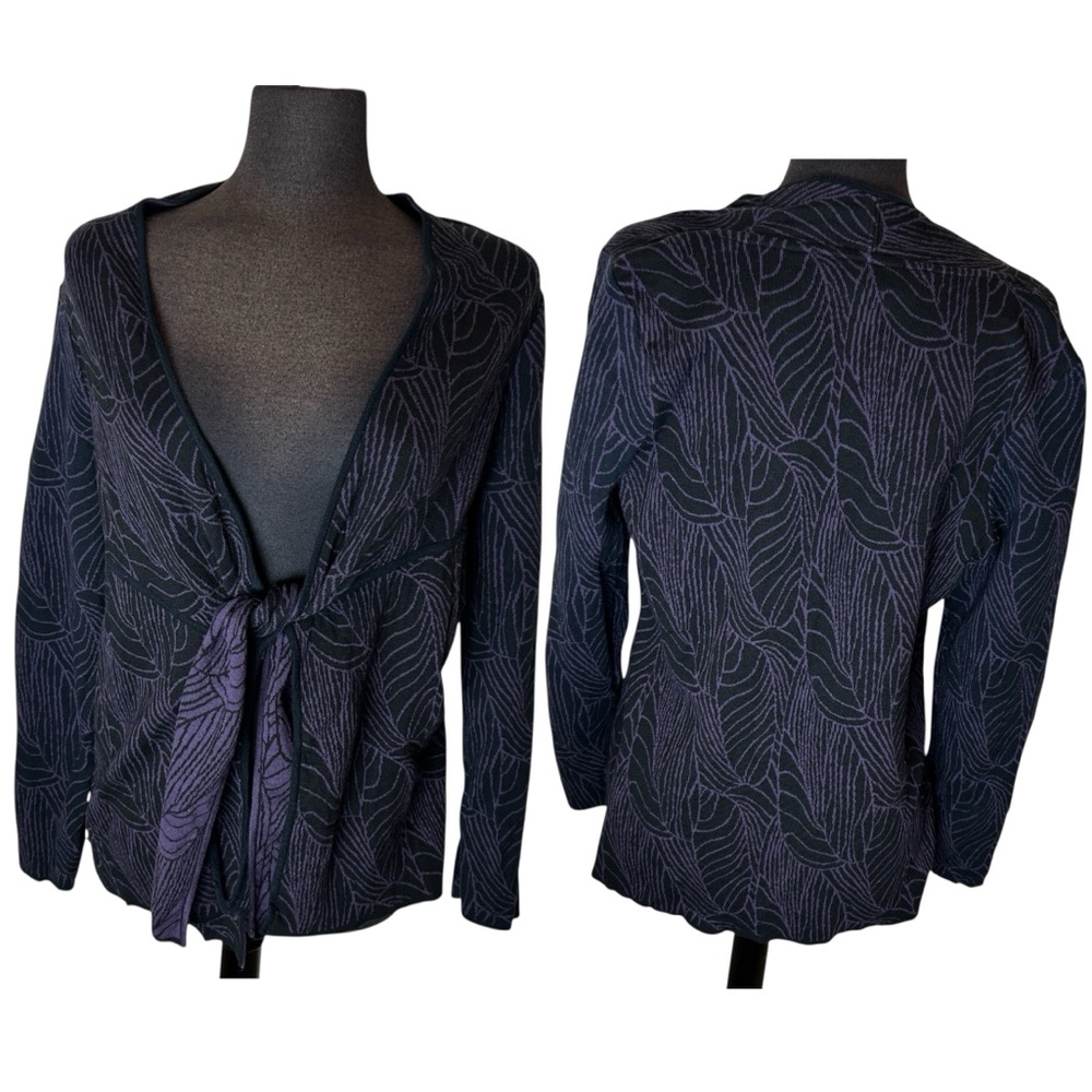 Dana Buchman Purple Tie‑Front Sweater SZ XL